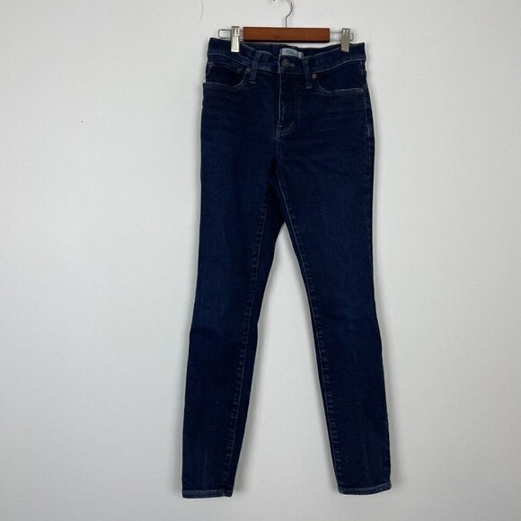 Madewell 9" Mid Rise Skinny Jeans Womens 25 Dark Wash Blue Stretch Zip Fly - Picture 1 of 6